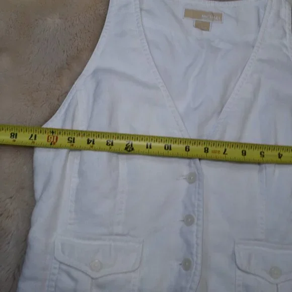 Michael Kors White Linen Vest Size Large - Picture 4 of 10